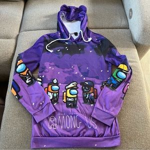 Among us Kids Hoodie Inner Sloth Presents Size Medium Purple Fleece Lined Unisex